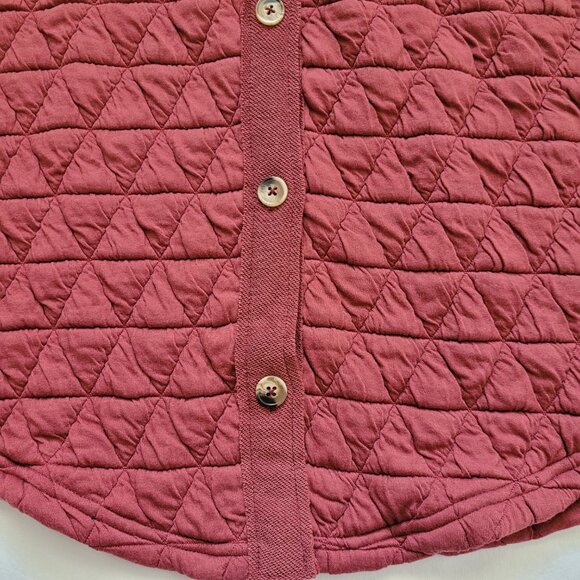 Oversized Quilted Shacket Jacket Button Up Maroon Burgundy Womens Size Small - Picture 2 of 9